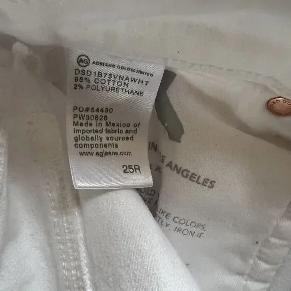 AG Adriano Goldschmied High Rise Boot Cut Jeans Sz 25 White‎ Alexxis Vintage Fit